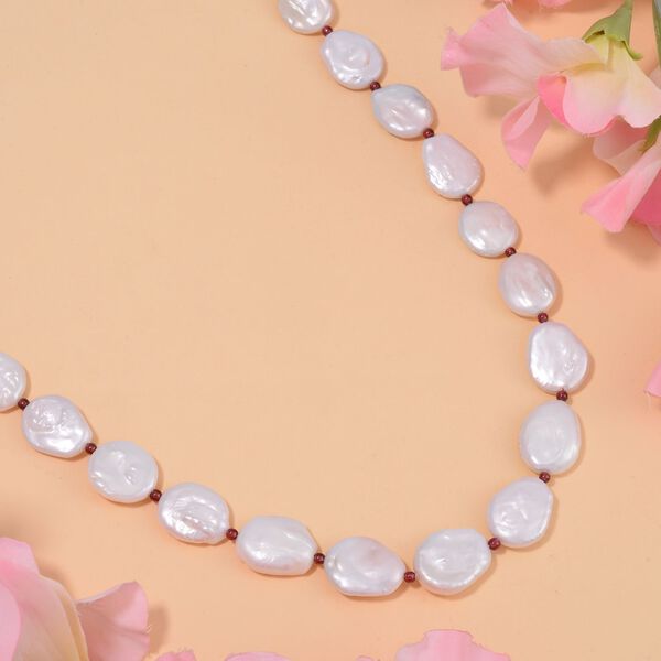 Weiße Keshi Perle flexible Halskette, 45 cm, ca. 15.00 ct image number 2