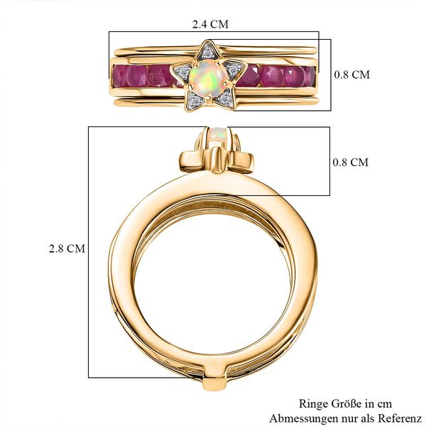 GP Celestial Dream Collection - Afrikanischer Rubin Afrikanischer Rubin und Welo Opal Ring Set, ca. 2,03 ct. image number 8