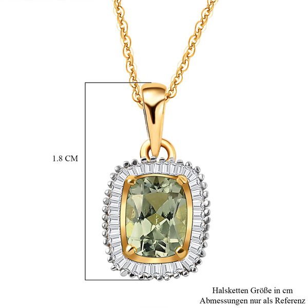 Turkizit und Diamant Halo-Anh&auml;nger mit Kette in Silber image number 7