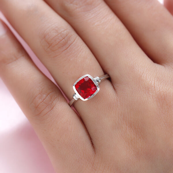 Rubelit-Triplett-Quarz Ring 925 Silber platiniert  ca. 1,68 ct image number 3