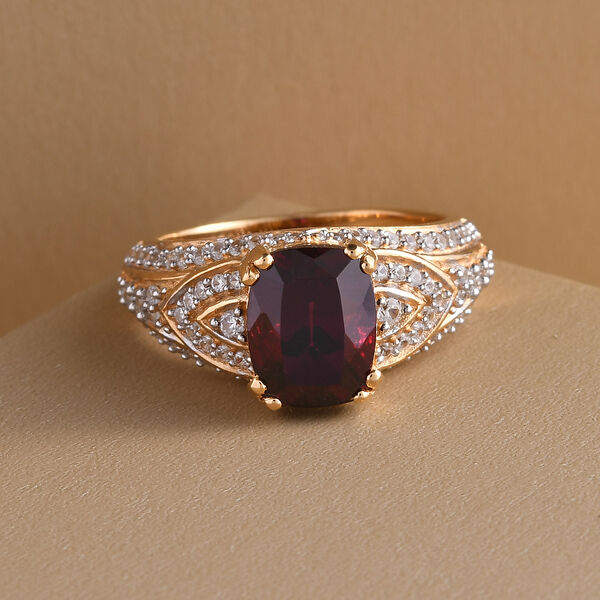 Rhodolith Granat und Zirkon Ring 925 Silber vergoldet  ca. 3,64 ct image number 2