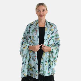  LA MAREY signature 100% silk scarf110*195cmweight:40gcolor:light blue with Bird patternMaterial:100% Mulberry silk