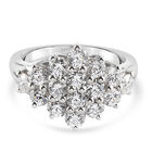 LUSTRO STELLA Hergestellt mit SWAROVSKI ZIRKONIA Cluster-Ring 925 Silber Platin-Überzug