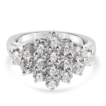 LUSTRO STELLA Hergestellt mit SWAROVSKI ZIRKONIA Cluster-Ring 925 Silber Platin-&Uuml;berzug