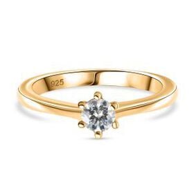 Moissanit Ring 925 Silber Gelbgold Vermeil (Größe 19.00) ca. 0,24 ct