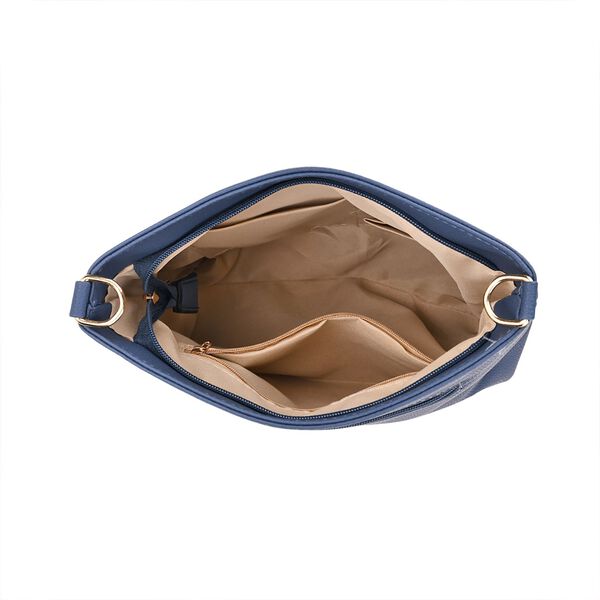 Crossbody-Tasche mit Steppmuster und Schultergurt, 3 Reißverschlussfächer, 21x13x7,5cm, Blau image number 5