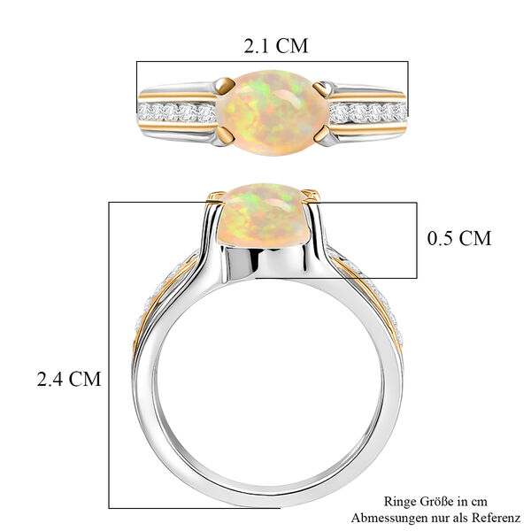 Nat&uuml;rlicher &Auml;thiopischer Opal und Zirkon Ring 925 Silber zweifarbige &Uuml;berzug image number 6