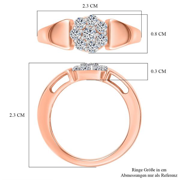 LUXURIANT DIAMOND - Lab Grown Diamant SI-GH SGL zertifiziert Ring 925 Silber 750 Roségold Vermeil (Größe 18.00) ca. 0.50 ct image number 6