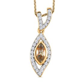 AAA Turkizit, Weißer Zirkon Schmuckset 925 Silber Gelbgold Vermeil ca. 1.03 ct