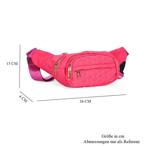 Multifunktionale RFID-geschützte Nylon Gürteltasche mit Schnellverschluss, 36x4x13cm, Rosa image number 6