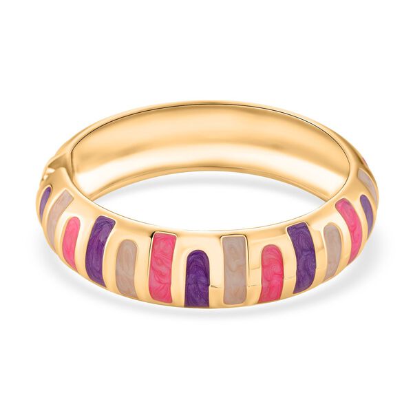 Emaille-Armreif im Streifen-Design, Rosa und Violett, ca. 18,5 cm, ca. 43 g image number 0