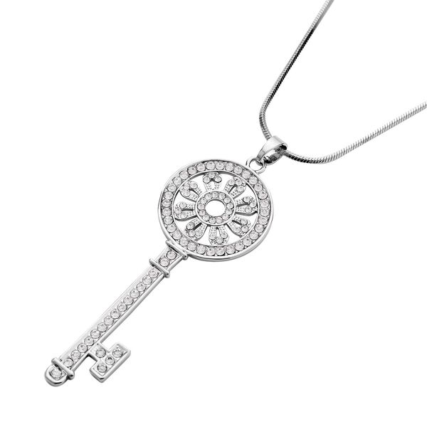 Wei&szlig;er Kristall-Anh&auml;nger mit Kette - 4 ct. image number 3