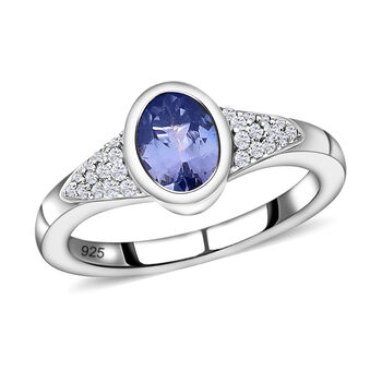 Tansanit und wei&szlig;er Zirkon-Ring - 0,91 ct.