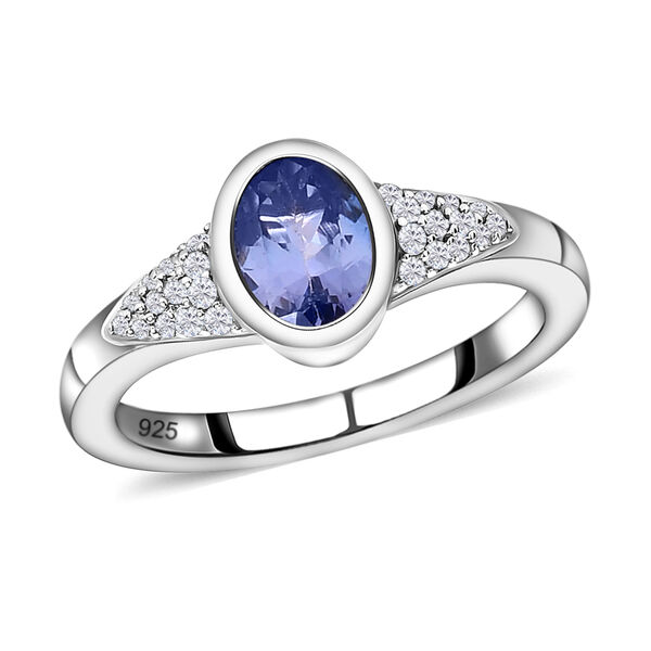 Tansanit und wei&szlig;er Zirkon-Ring - 0,91 ct. image number 4