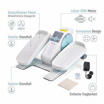 LIVMORE Elektro Fitness Stepper f&uuml;r zuhause, sanftes Training, leise, LCD Display, Fernbedienung, Anti Rutsch Pedale, Wei&szlig;, 1 Jahr Garantie inkl.