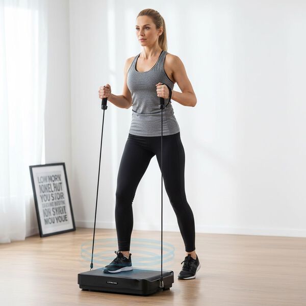 LIVMORE Vibrationsplatte Trainingsger&auml;t mit Fernbedienung, LED Display, Schwarz