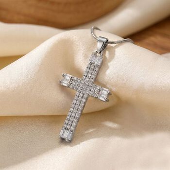 Wei&szlig;er Zirkonia Halskette ca. 52 cm Nickelfreies Messing