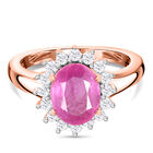 Premium Ilakaka rosa Saphir und Zirkon-Ring, 925 Silber Roségold Vermeil (Größe 20.00) (Fissure gefüllt) ca. 2,98 ct