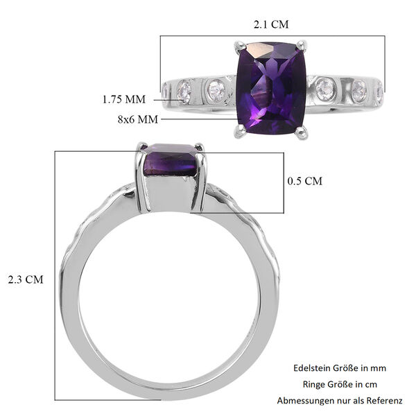 Marokkanischer Amethyst und Zirkon Ring 925 Silber Platin-&Uuml;berzug image number 7