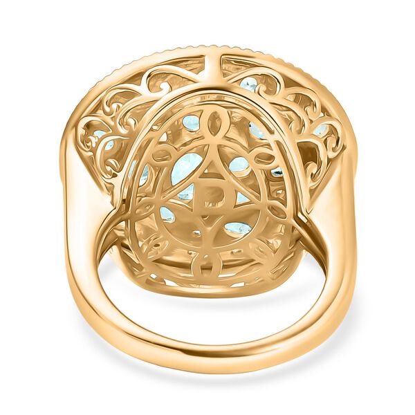 D'Joy Blauer Apatit Ring 925 Silber Rhodiniert und 750 Gelbgold Vermeil (Größe 17.00) ca. 3.90 ct image number 5