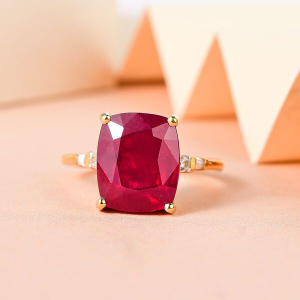 AAA Afrikanischer Rubin und weißer Zirkon-Ring - 7,86 ct. image number 2