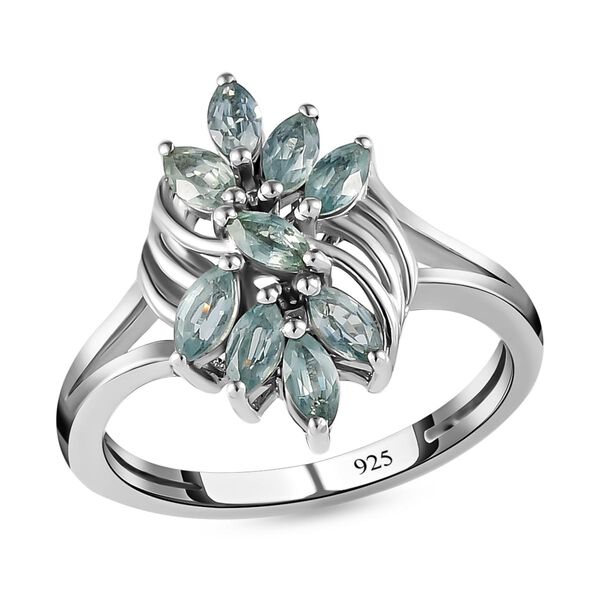 Montana Pfau Saphir floraler Ring, 925 Silber platiniert, 0,95 ct. image number 4