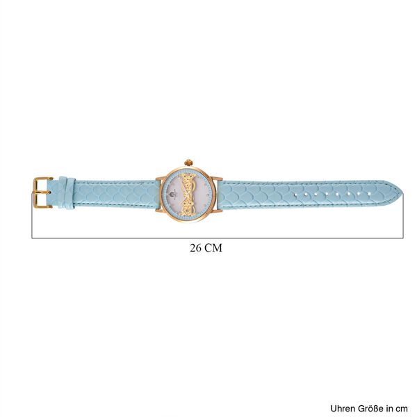 William Hunt Automatik-Uhr, Hohles Zifferblatt mit weißen Kristallen, Himmelblau Lederarmband, 5ATM wasserdicht image number 7