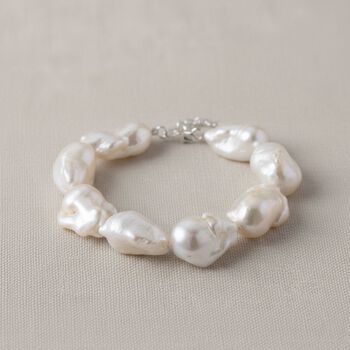 D'Joy wei&szlig;es Barockperle 19+5cm Armband