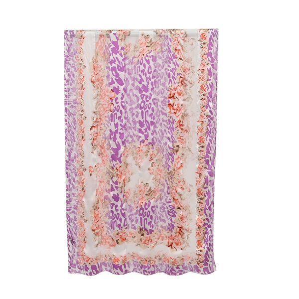 LA MAREY 100% Maulbeerseiden Schal, violett und Leopardenmuster image number 2