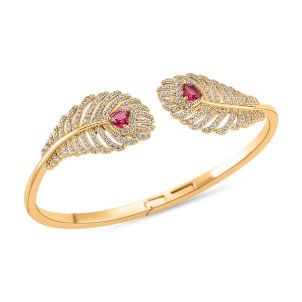 Roter Kristall und wei&szlig;er Zirkonia 19cm Armreif image number 4