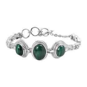 Malachit Armband ca. 18 cm, Reiner Edelstahl ca. 25,00 ct.