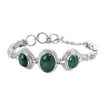 Malachit Armband ca. 18 cm, Reiner Edelstahl ca. 25,00 ct.