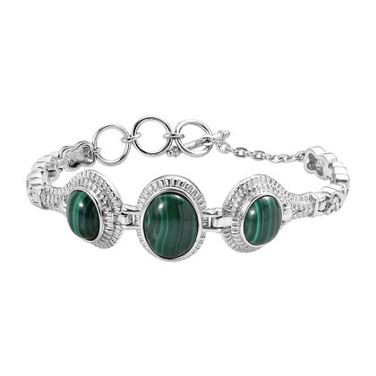 Malachit Armband ca. 18 cm, Reiner Edelstahl ca. 25,00 ct.