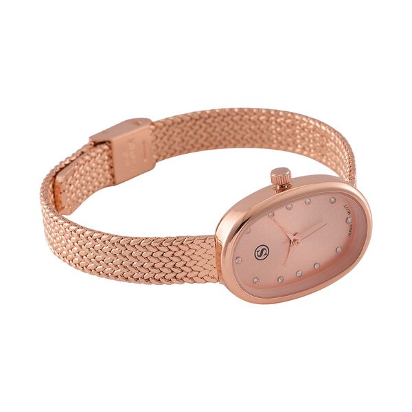 STRADA - Elegante Armbanduhr mit Japanischem PC21S Werk, Stahlsonnenschliff-Zifferblatt und 316L Edelstahl armband, 316L Edelstahl , 19 cm, silberfarben image number 6