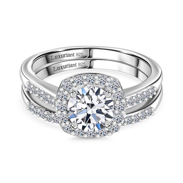 LUXURIANT 2er-Set SI Labor Diamant Ringe, 925 Silber rhodiniert - 1,50 ct.