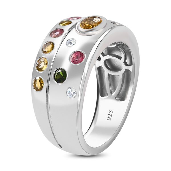 Nat&uuml;rlicher mehrfarbiger Turmalin Ring 925 Silber platiniert (Gr&ouml;&szlig;e 17.00) ca. 1.13 ct image number 5