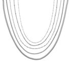 5er-Set Halsketten, ca. 45 cm + 5 cm Extender, Nickelfreies Messing Silberfarben