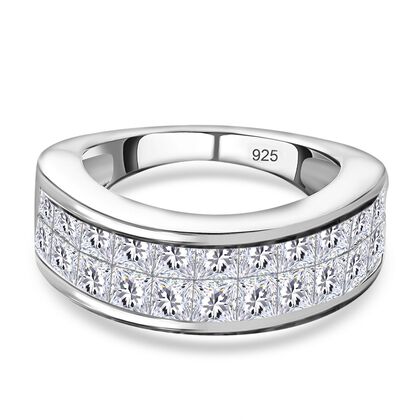 Moissanit Ring, 925 Silber platiniert (Gr&ouml;&szlig;e 18.00) ca. 3.34 ct