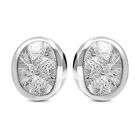 Handgearbeiteter, natürlicher Polki Diamant Ohrringe, 925 Silber platiniert ca. 0.10 ct