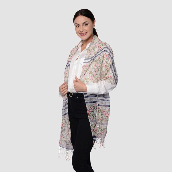 Bedruckter Schal mit Quasten, 55x195+10 cm, Rosa image number 2