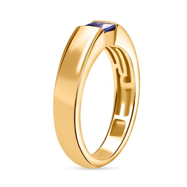 Tansanit Ring 925 Silber 750 Gelbgold Vermeil (Gr&ouml;&szlig;e 17.00) ca. 0,31 ct image number 5