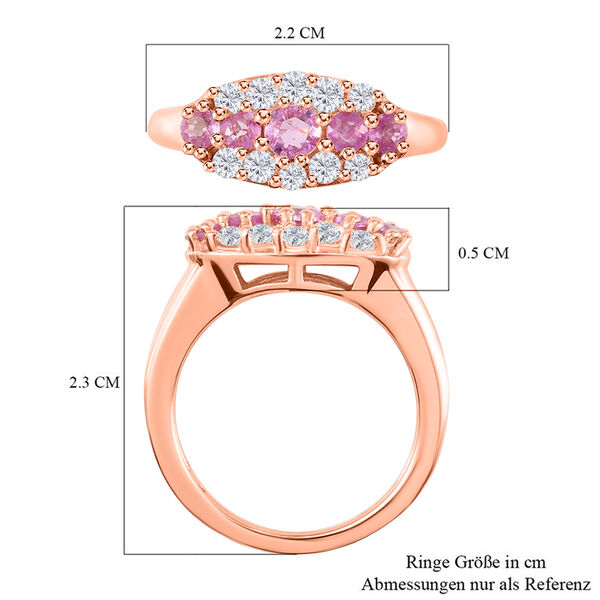 Rosa Saphir und Zirkon Cluster Ring, 925 Silber ros&eacute;vergoldet, 1,34 ct. image number 7