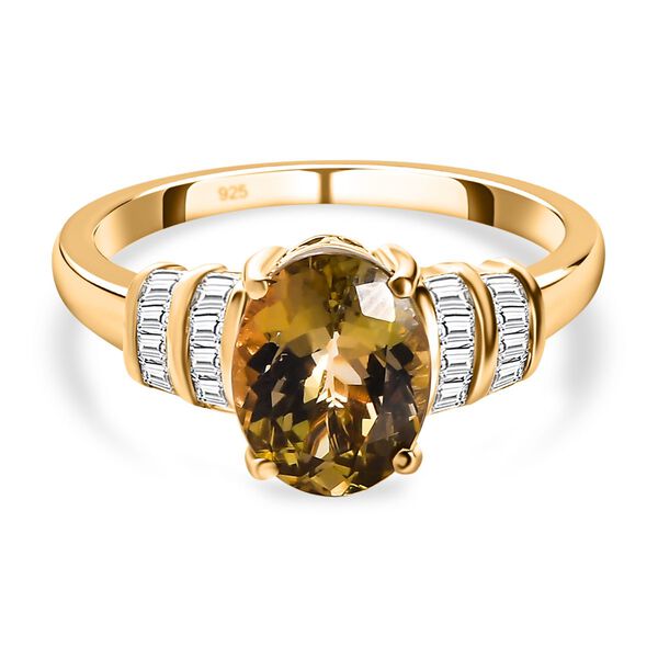 AAA nat&uuml;rlicher, goldener Tansanit und Diamant-Ring - 2,26 ct.