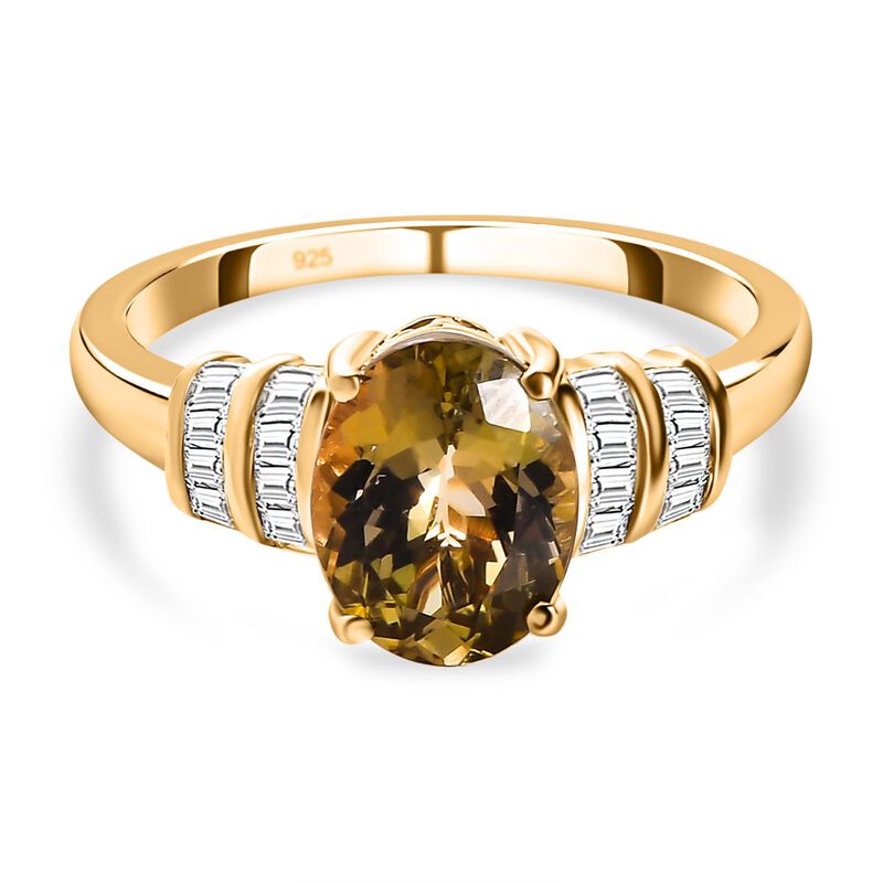 AAA natürlicher, goldener Tansanit und Diamant-Ring - 2,26 ct. image number 0