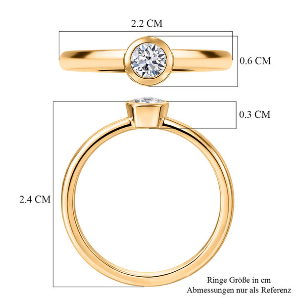 LUXURIANT DIAMOND - Lab Grown Diamant VS-EF Ring 925 Silber 750 Gelbgold Vermeil (Gr&ouml;&szlig;e 18.00) ca. 0,25 ct image number 6