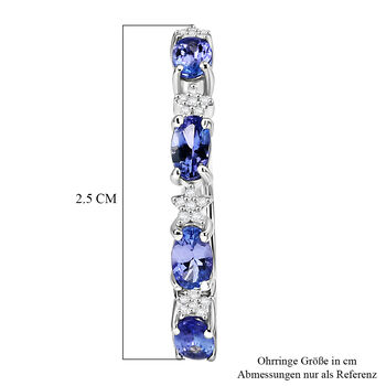 D'Joy Tansanit, Wei&szlig;er Zirkon Ohrringe 925 Silber Rhodiniert ca. 2,34 ct.