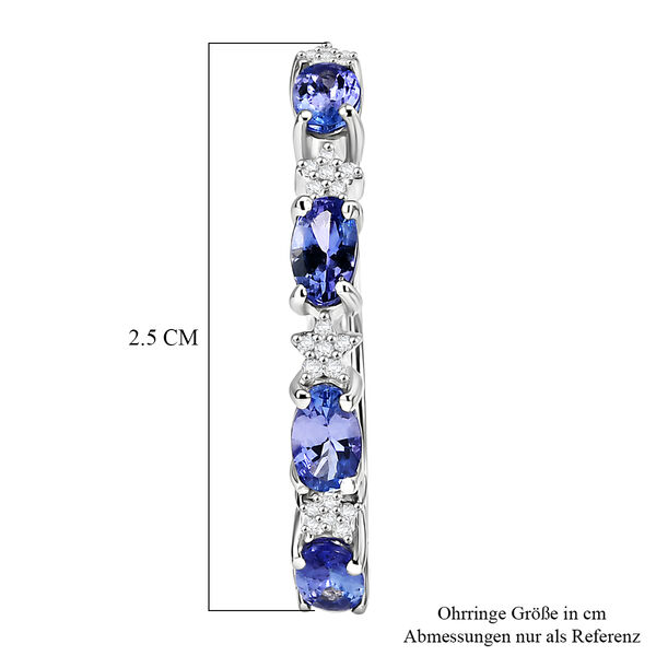 D'Joy Tansanit, Wei&szlig;er Zirkon Ohrringe 925 Silber Rhodiniert ca. 2,34 ct.
