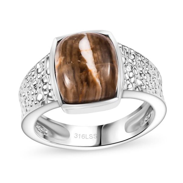 Der Schimmer der Natur - Erdnuss Holz Jaspis Ring Edelstahl (Größe 16.00) ca. 3.50 ct image number 3