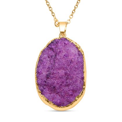 Drusy Quarz Schmuckset Messing Standard gelb vergoldet und Edelstahl IP-Gelbbeschichtung, Eisen Standard gelb vergoldet