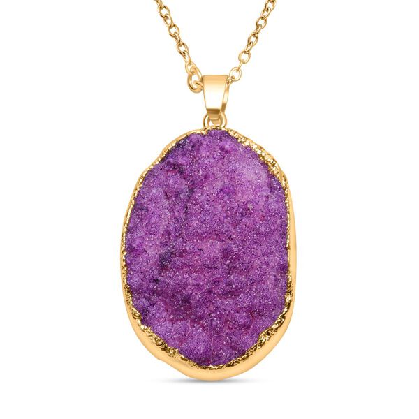 Lila Drusy Quarz-Anhänger mit 60cm Kette - 30 ct. image number 0